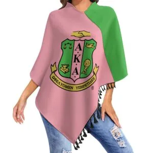 Alpha Kappa Alpha Knitted Cape With Fringed Edge