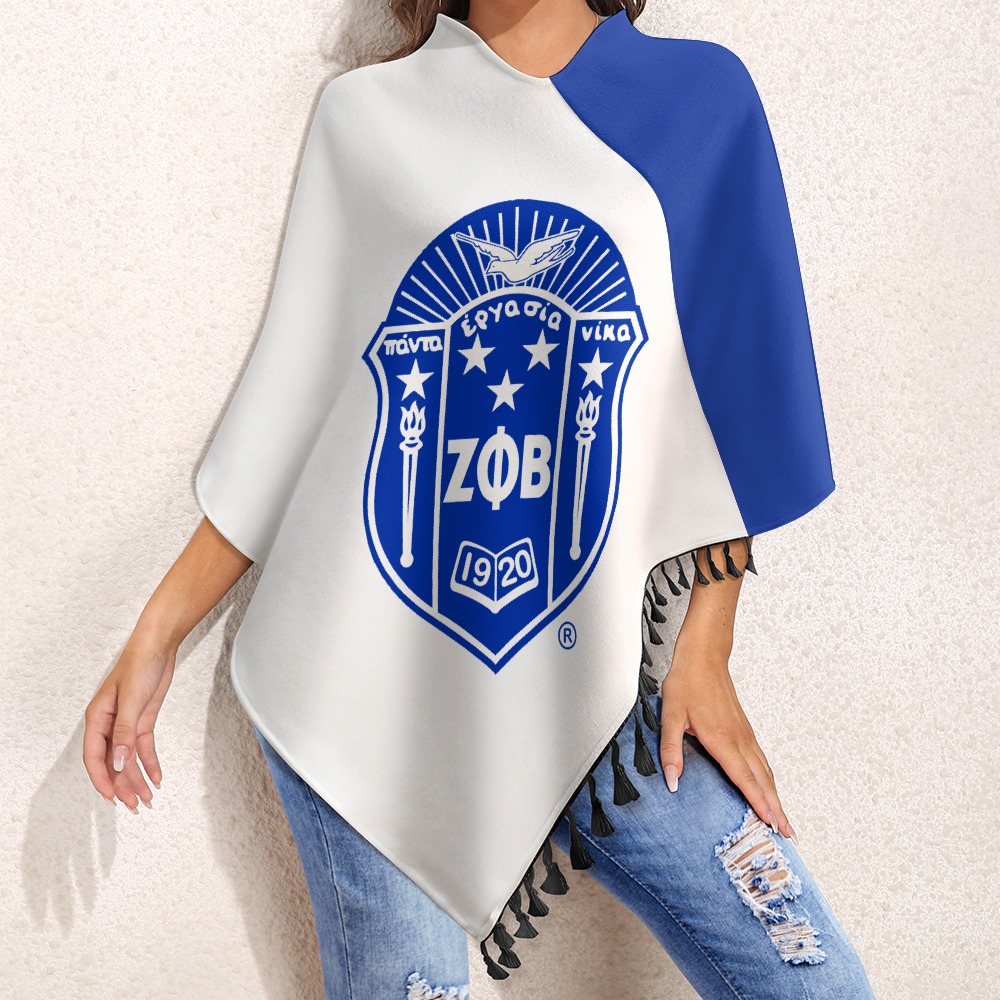 Zeta Phi Beta Knitted Cape With Fringed Edge - Image 4