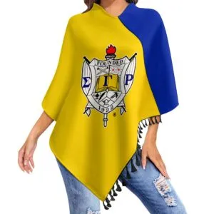 Sigma Gamma Rho Knitted Cape With Fringed Edge