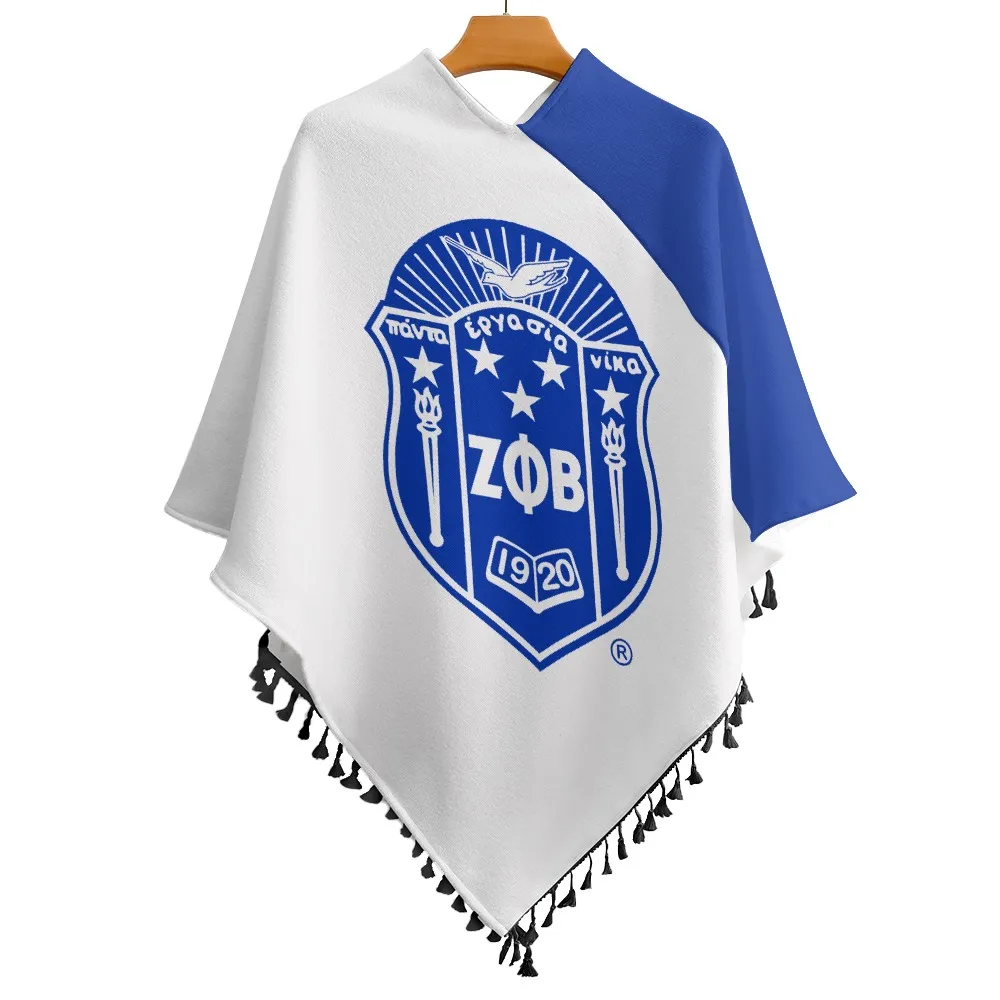 Zeta Phi Beta Knitted Cape With Fringed Edge - Image 2