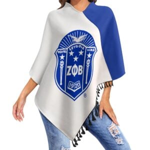 Zeta Phi Beta Knitted Cape With Fringed Edge