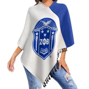 Zeta Phi Beta Knitted Cape With Fringed Edge