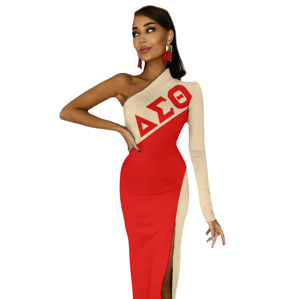 Delta Sigma Theta Half Sleeve Slit Dress - Image 5