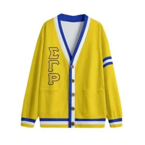 Sigma Gamma Rho V-neck Knitted Fleece Cardigan With Button Closure
