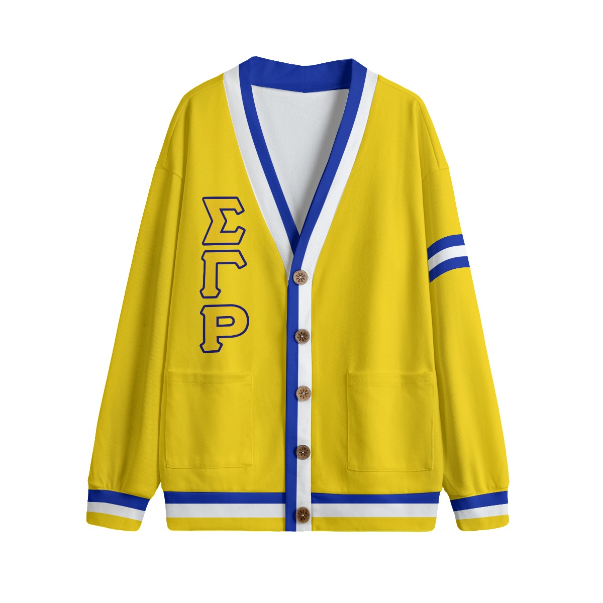 Sigma Gamma Rho V-neck Knitted Fleece Cardigan With Button Closure