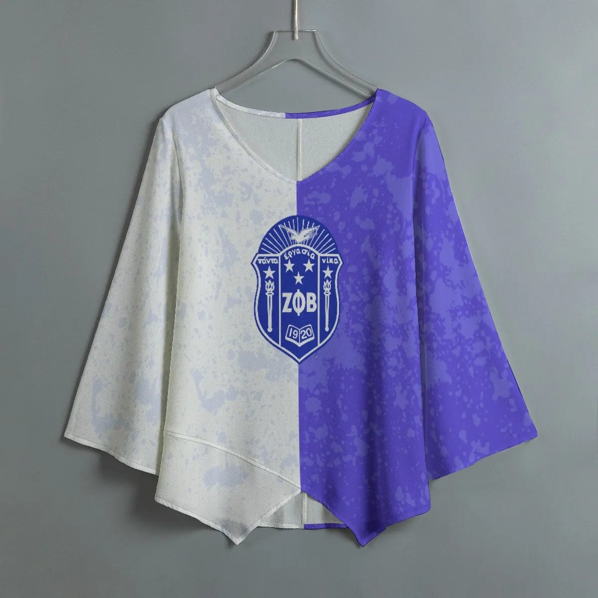 Zeta Phi Beta V-neck T-shirt With Irregular Hem - Image 2