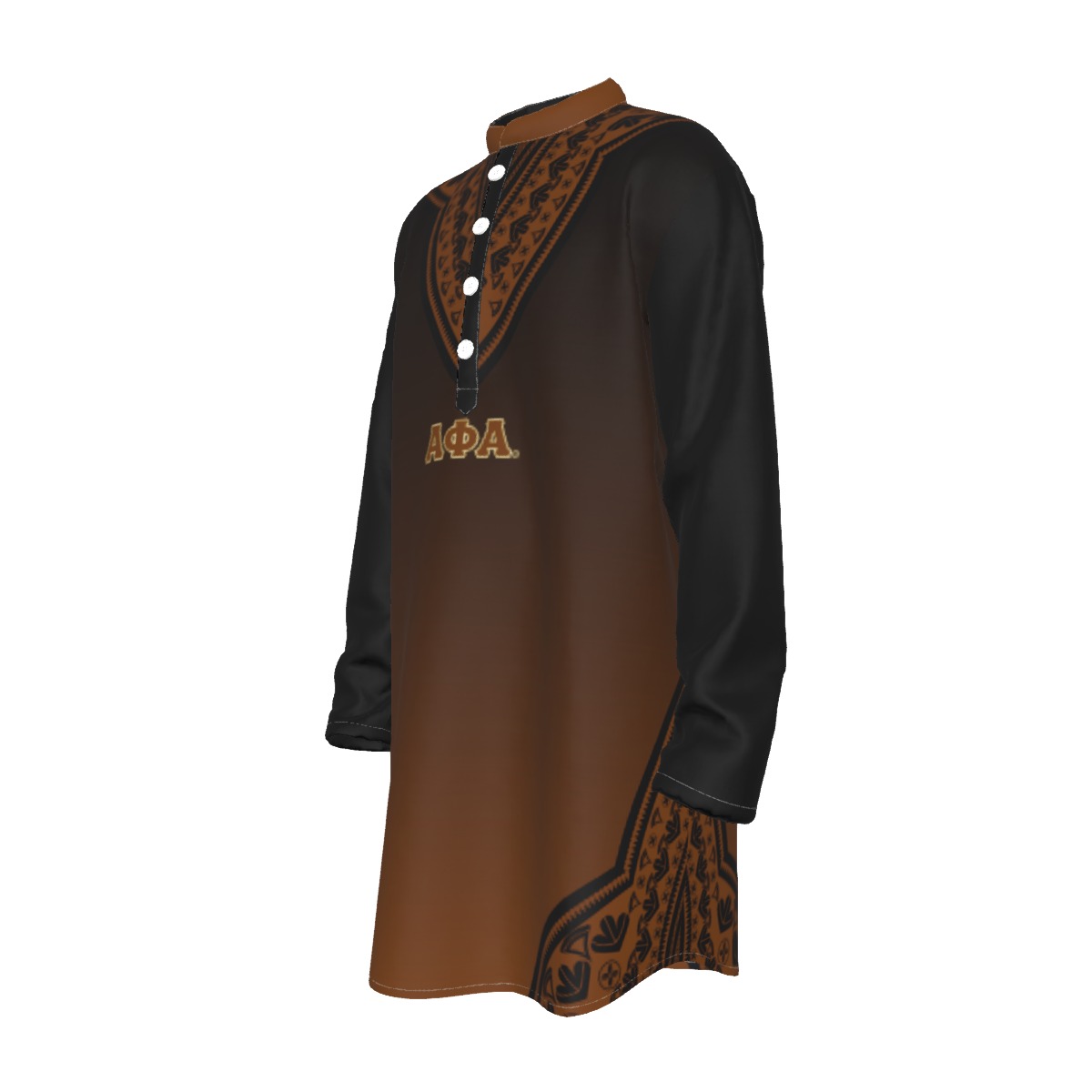 Alpha Phi Alpha All-Over Print Men's Stand-up Collar Long Shirt - Image 4
