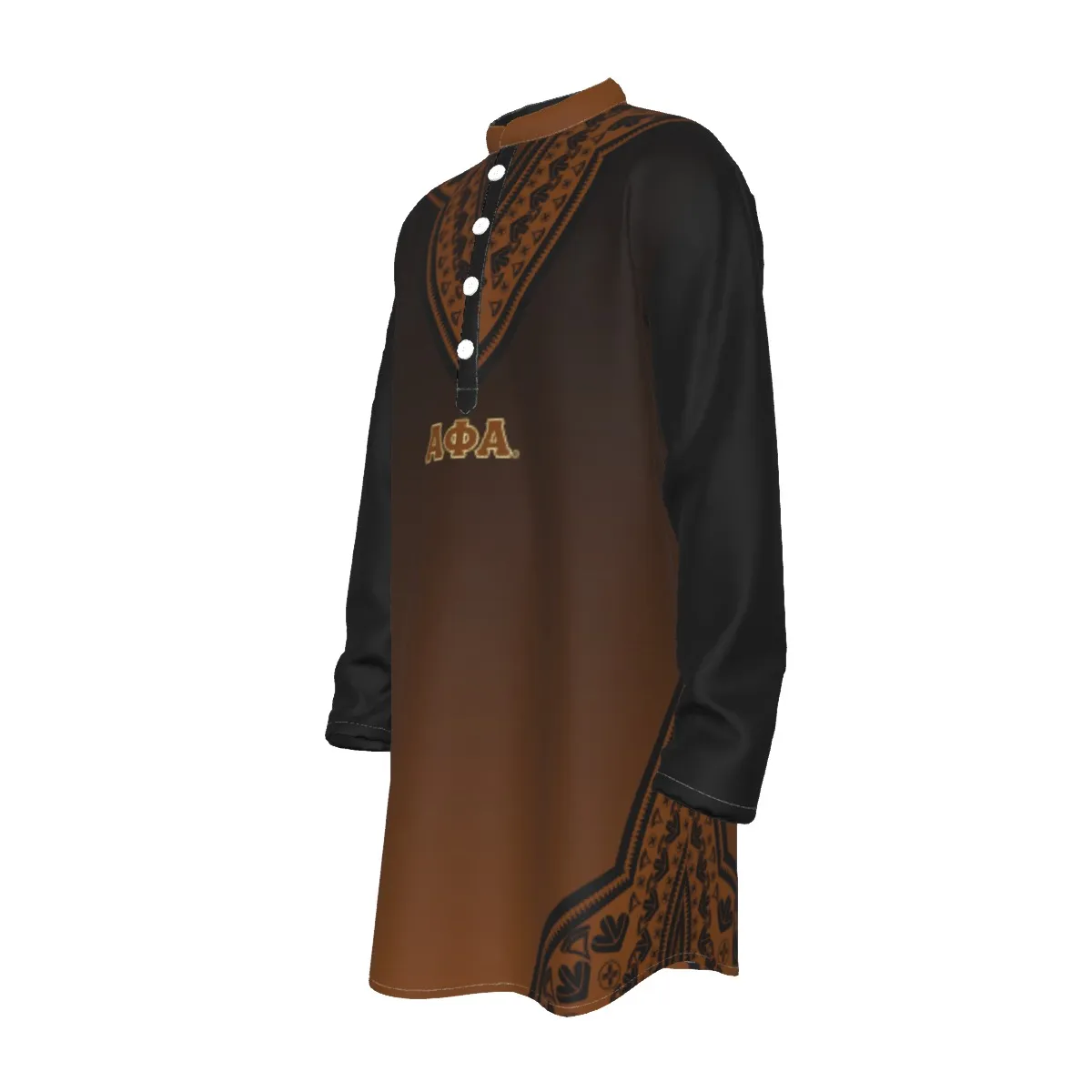 Alpha Phi Alpha All-Over Print Men's Stand-up Collar Long Shirt - Image 4