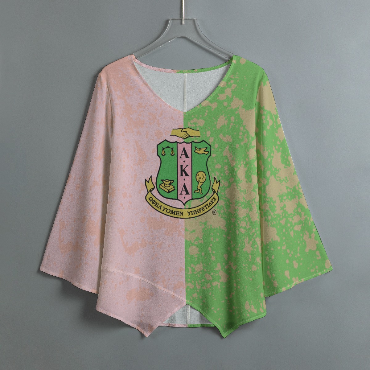 Alpha Kappa Alpha V-neck T-shirt With Irregular Hem - Image 2