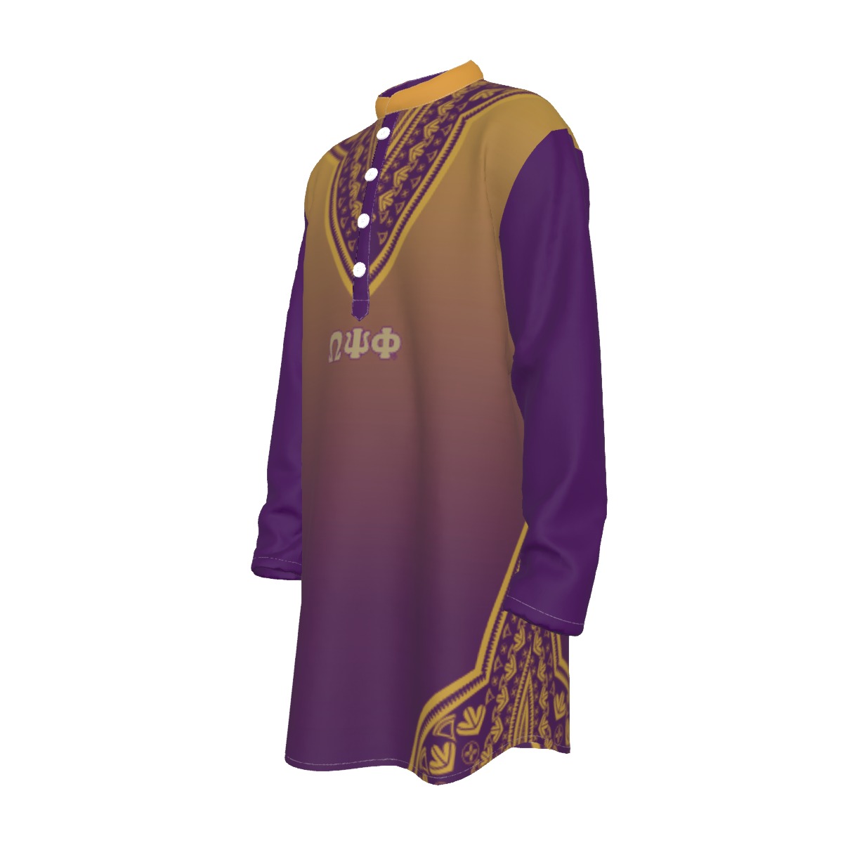Omega Psi Phi All-Over Print Men's Stand-up Collar Long Shirt - Image 4