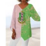 Alpha Kappa Alpha V-neck T-shirt With Irregular Hem