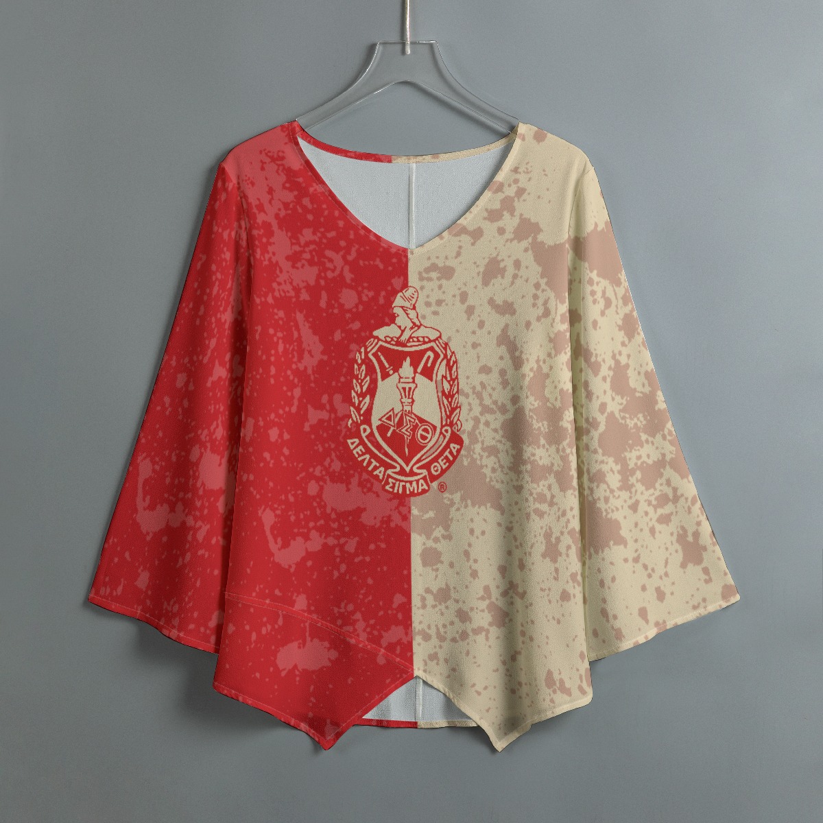 Delta Sigma Theta V-neck T-shirt With Irregular Hem - Image 2