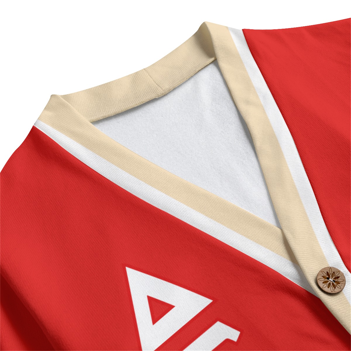 Delta Sigma Theta V-neck Knitted Fleece Cardigan With Button Closure - Image 3