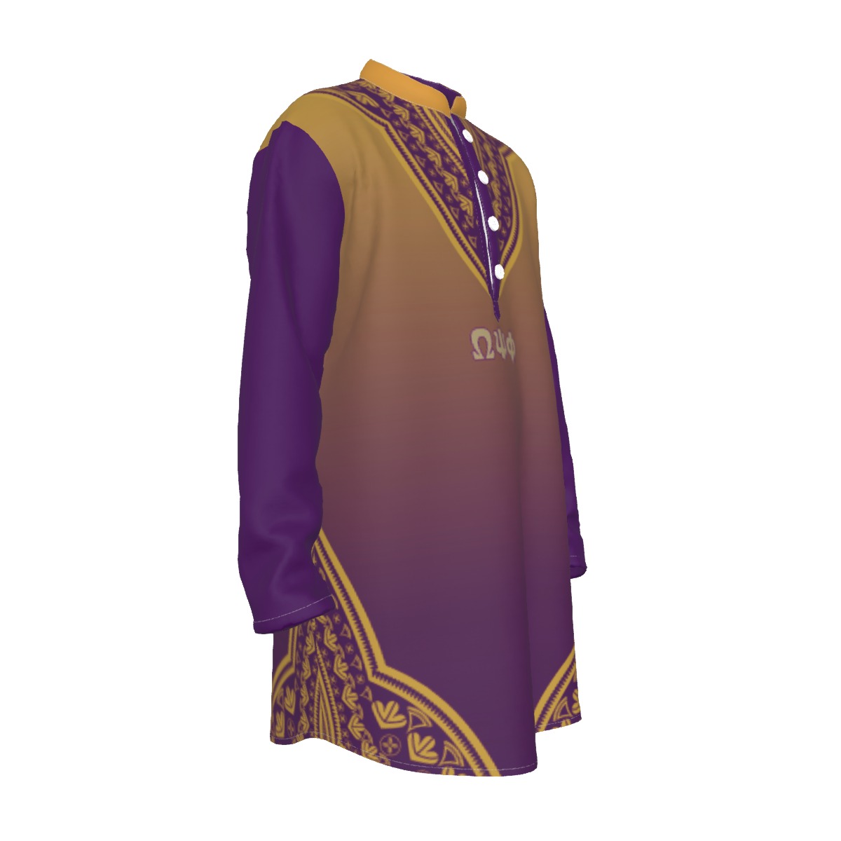 Omega Psi Phi All-Over Print Men's Stand-up Collar Long Shirt - Image 3