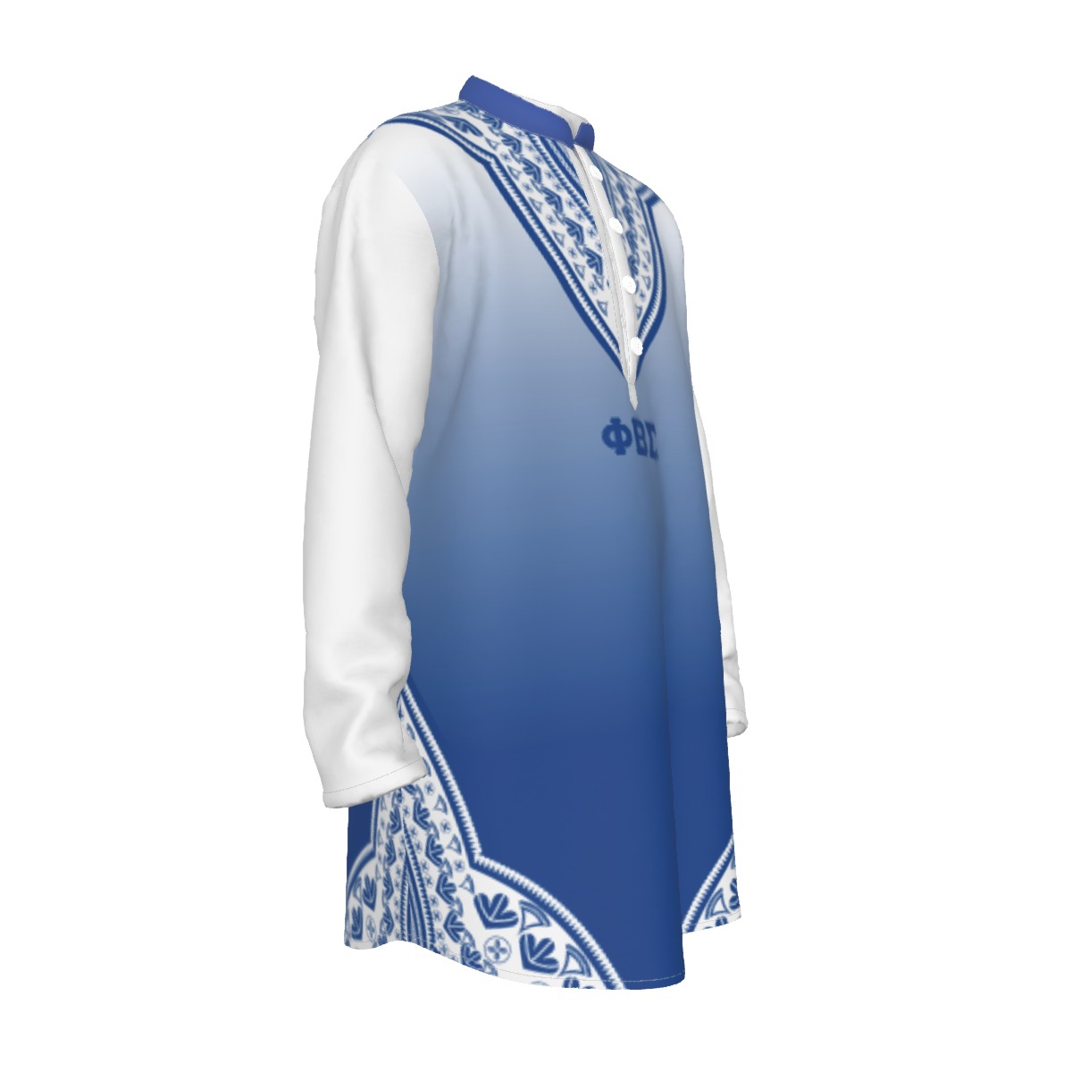 Phi Beta Sigma All-Over Print Men's Stand-up Collar Long Shirt - Image 3