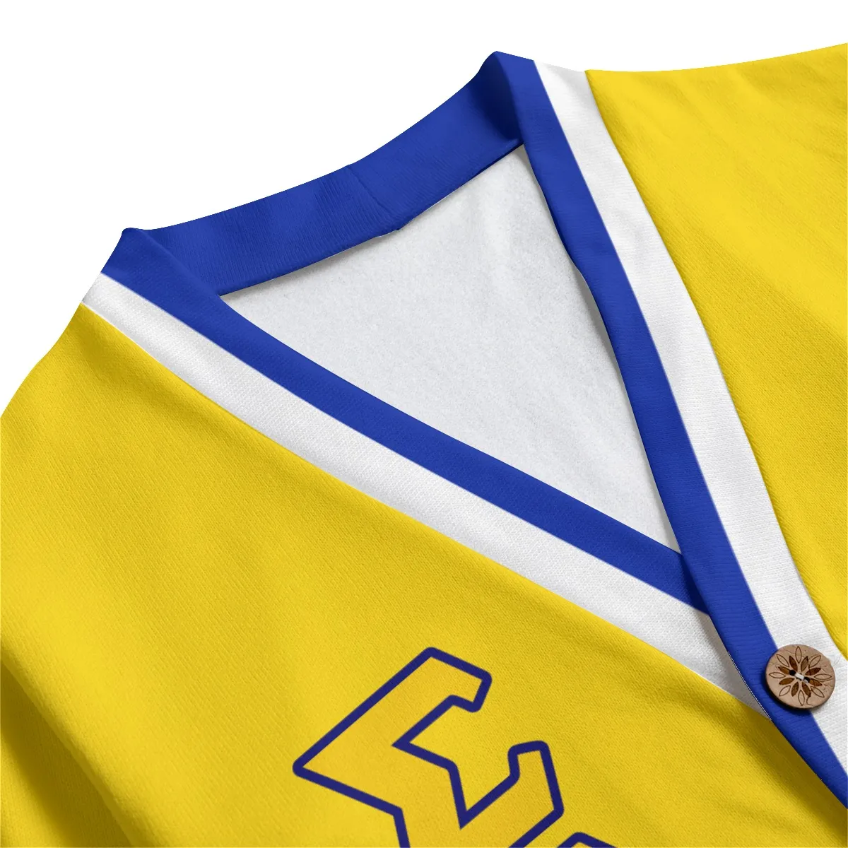 Sigma Gamma Rho V-neck Knitted Fleece Cardigan With Button Closure - Image 3