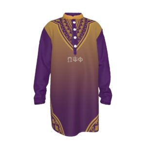 Omega Psi Phi All-Over Print Men's Stand-up Collar Long Shirt