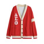 Delta Sigma Theta V-neck Knitted Fleece Cardigan With Button Closure