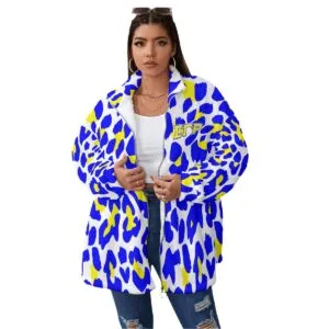 Sigma Gamma Rho Borg Fleece Stand-up Collar Coat With Zipper Closure(Plus Size)