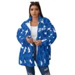 Zeta Phi Beta Borg Fleece Stand-up Collar Coat With Zipper Closure(Plus Size)