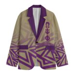 Omega Psi Phi All-Over Print Men's Casual Flat Lapel Collar Blazer | 245GSM Cotton