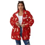 Delta Sigma Theta Borg Fleece Stand-up Collar Coat With Zipper Closure(Plus Size)