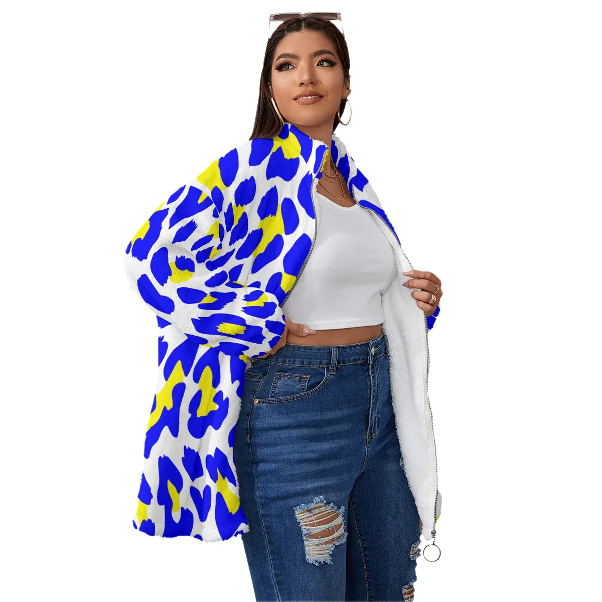 Sigma Gamma Rho Borg Fleece Stand-up Collar Coat With Zipper Closure(Plus Size) - Image 3