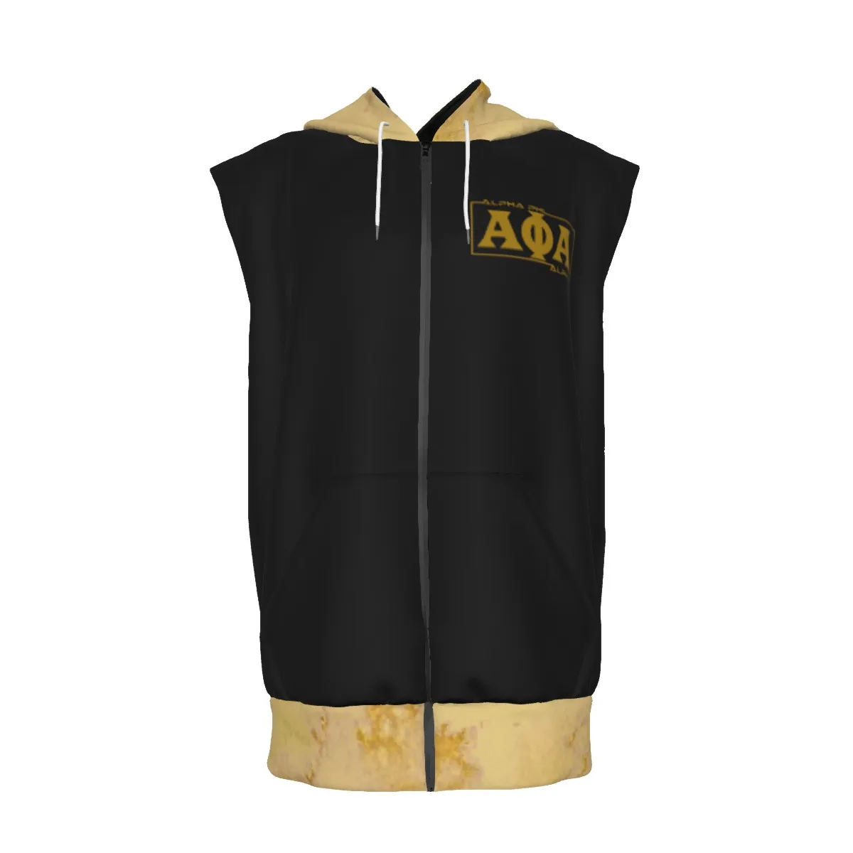 Alpha Phi Alpha bleached Zipper-Up Gym Sleeveless Hoodie
