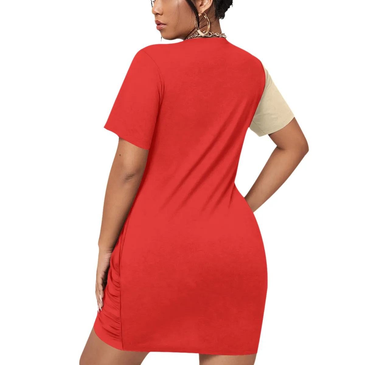Delta Sigma Theta Stacked Hem Dress With Short Sleeve(Plus Size) - Image 4