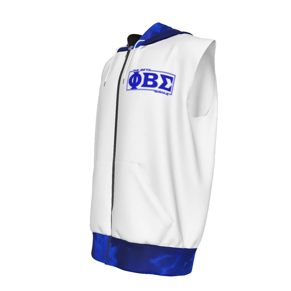 Phi Beta Sigma bleached Zipper-Up Gym Sleeveless Hoodie - Image 4