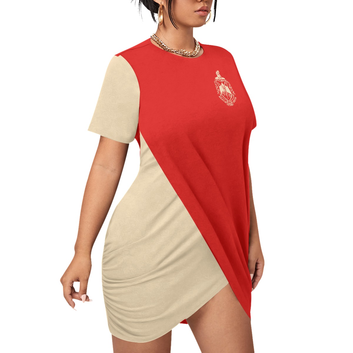 Delta Sigma Theta Stacked Hem Dress With Short Sleeve(Plus Size) - Image 2