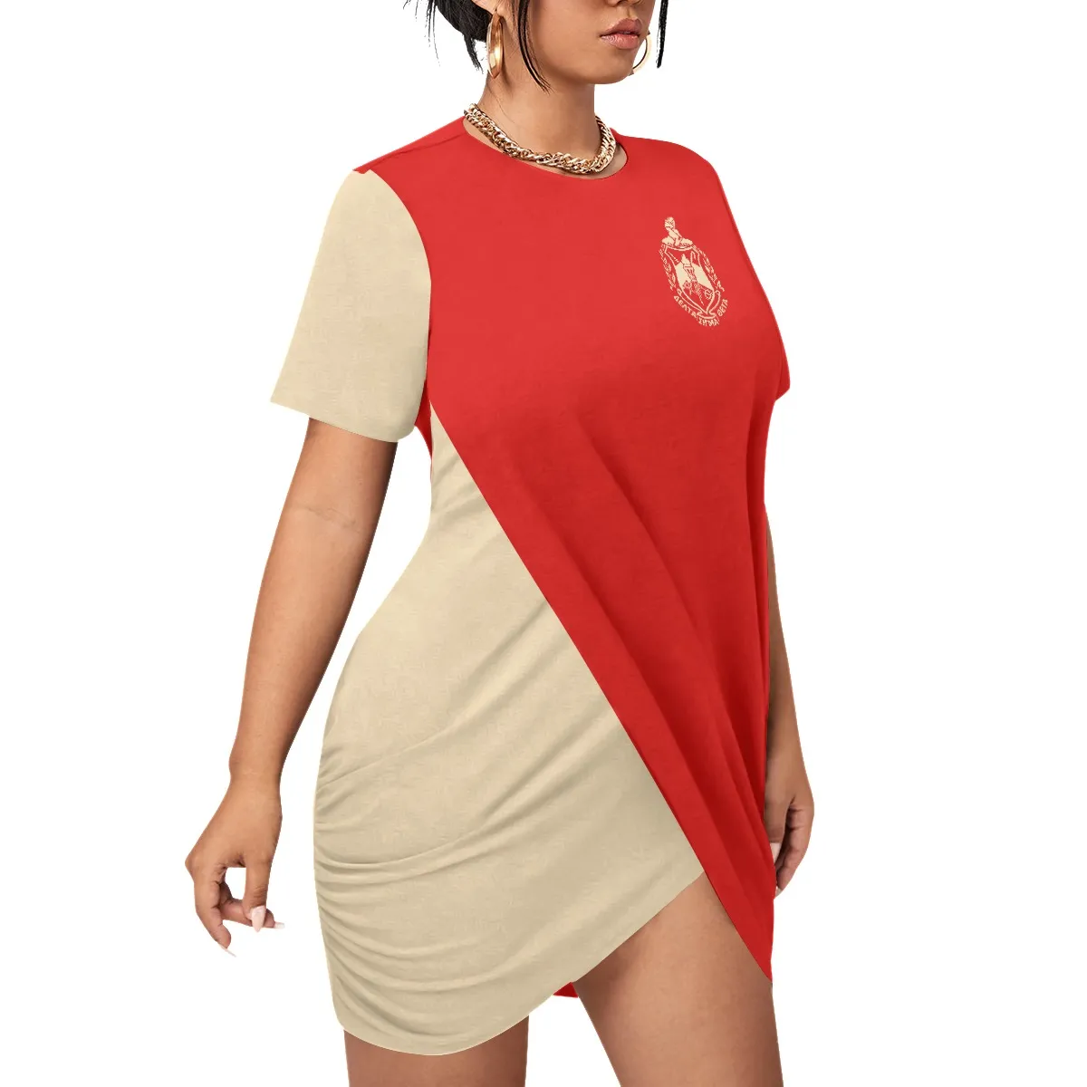 Delta Sigma Theta Stacked Hem Dress With Short Sleeve(Plus Size) - Image 2