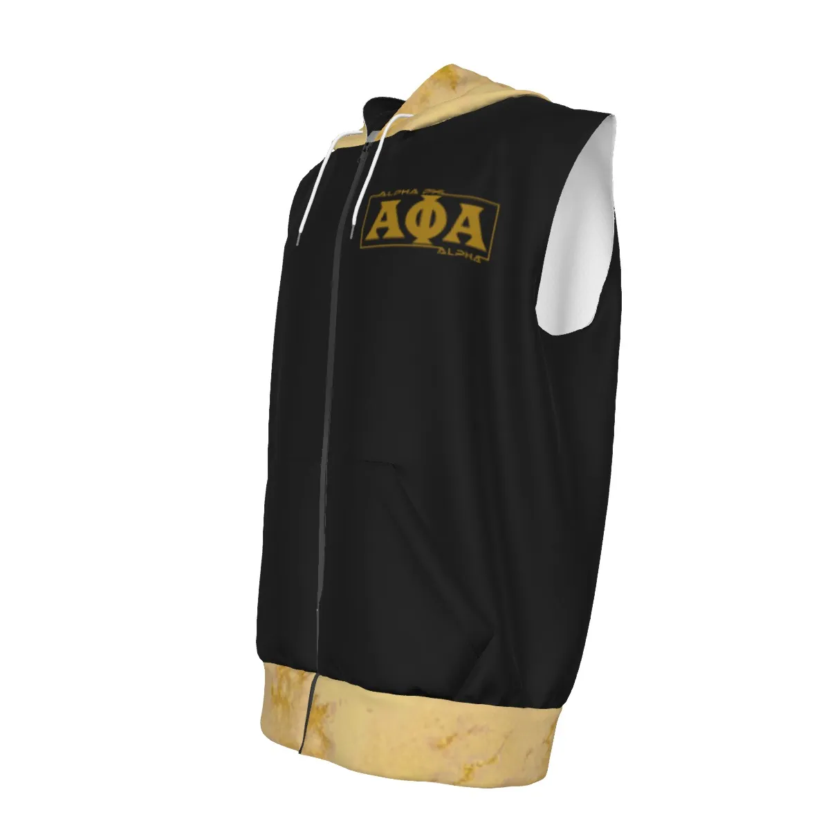 Alpha Phi Alpha bleached Zipper-Up Gym Sleeveless Hoodie - Image 4