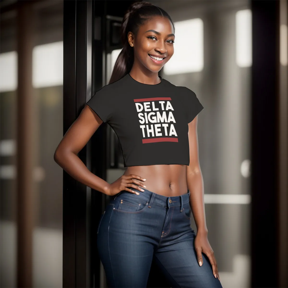 Delta Sigma Theta Raglan Cropped T-shirt - Image 2