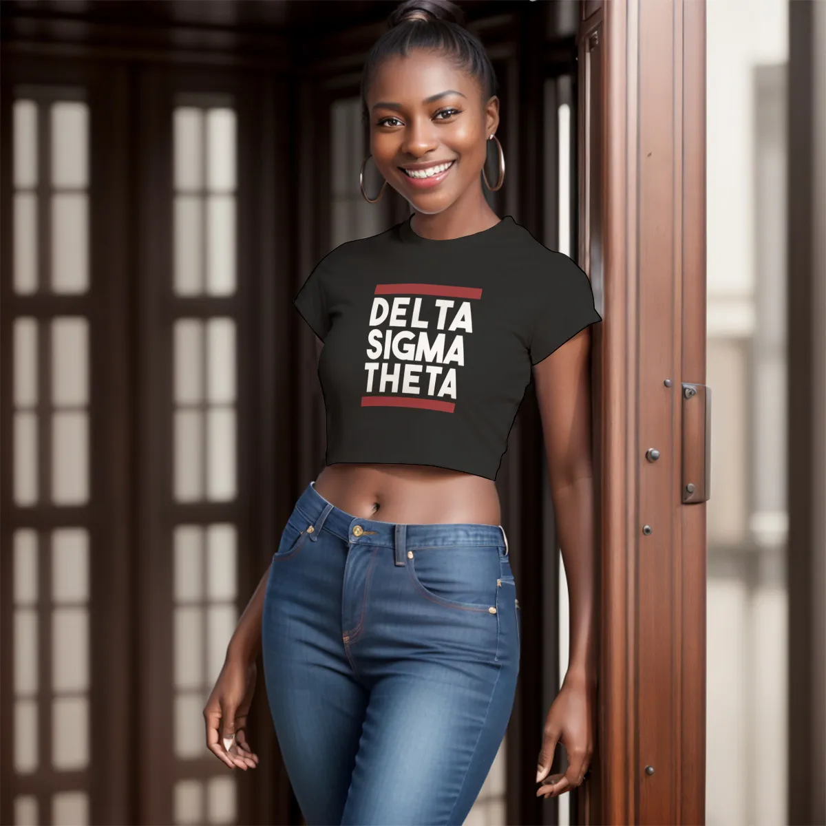 Delta Sigma Theta Raglan Cropped T-shirt - Image 3