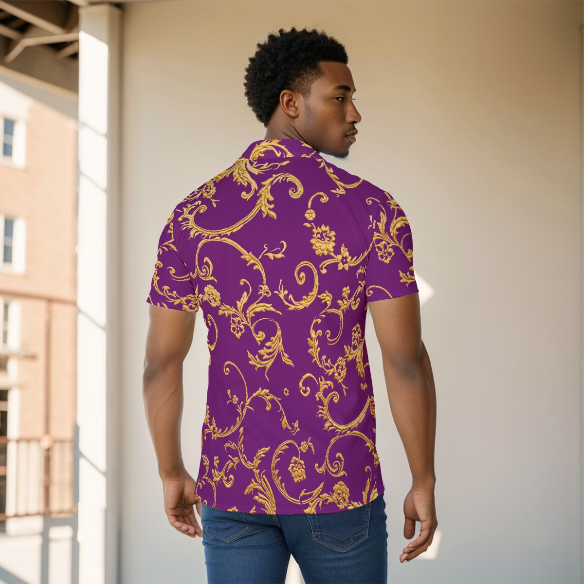 Omega Psi Phi Filigree short Sleeve Shirt - Image 4