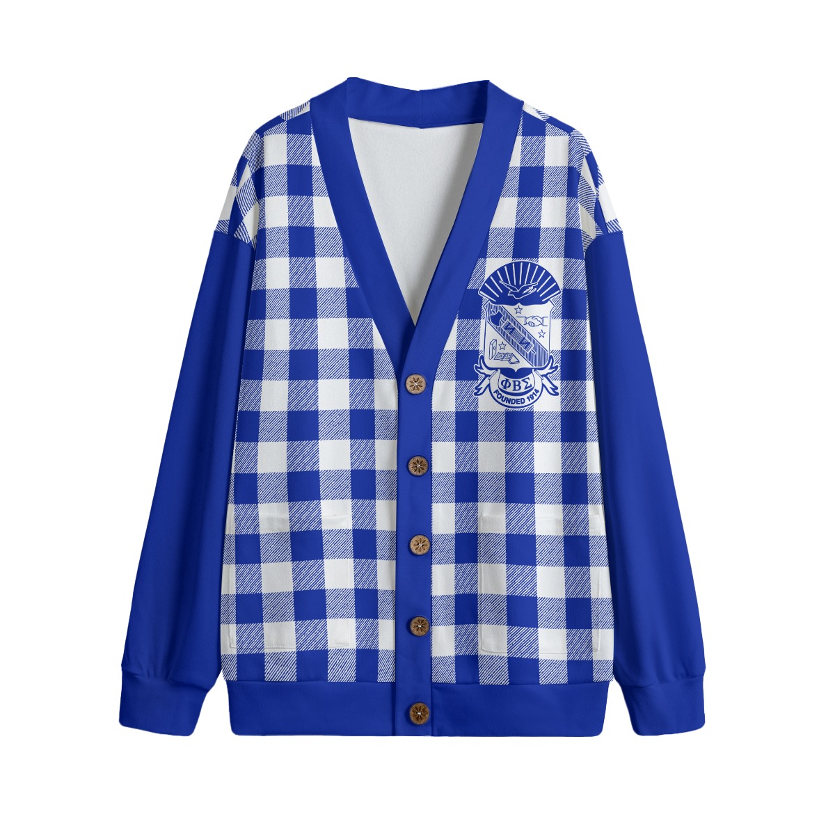 Phi Beta Sigma Knitted Fleece Cardigan With Button Closure