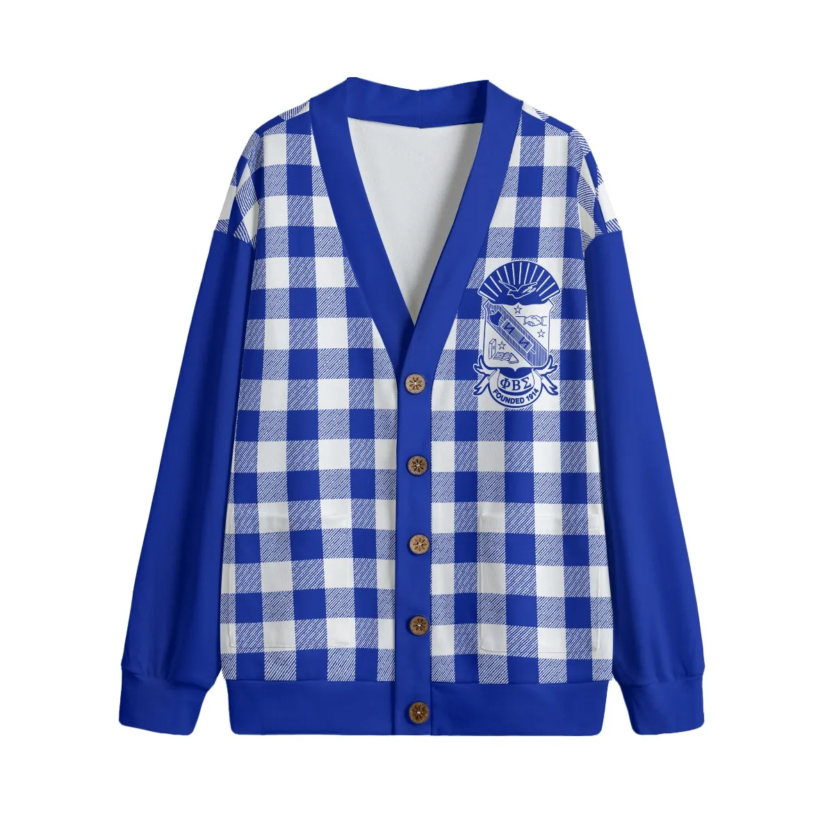 Phi Beta Sigma Knitted Fleece Cardigan With Button Closure