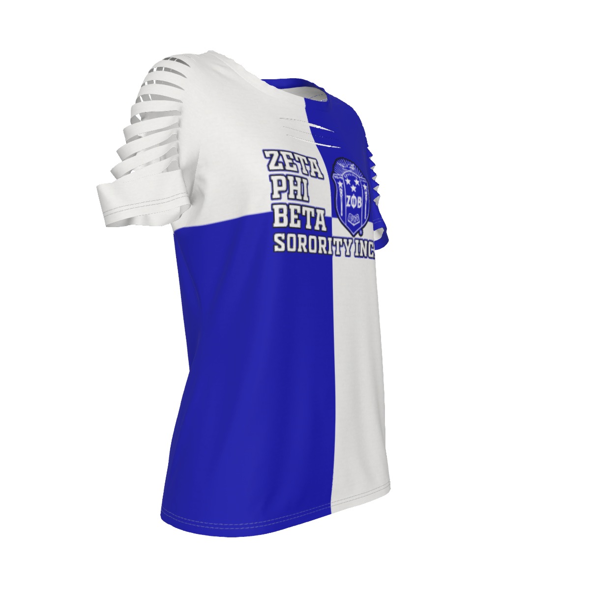 Zeta Phi Beta Checkered Women's Ripped T-Shirt - Image 3