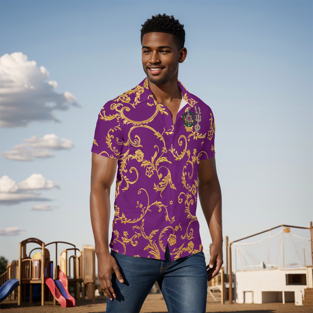 Omega Psi Phi Filigree short Sleeve Shirt - Image 2