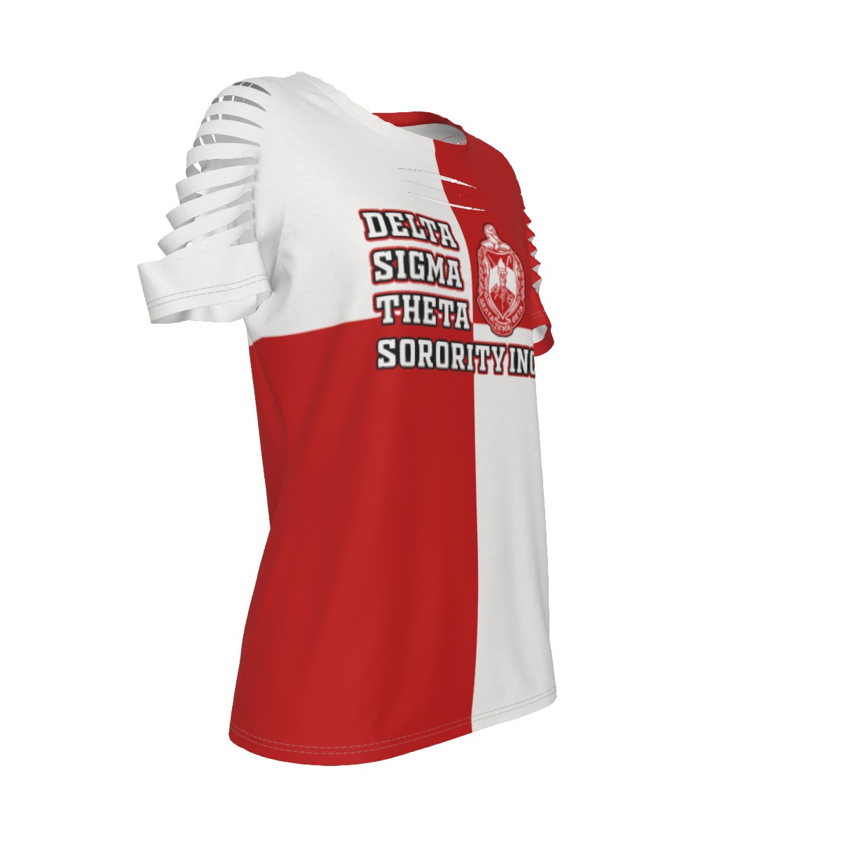 Delta Sigma Theta Checkered Women's Ripped T-Shirt - Image 3