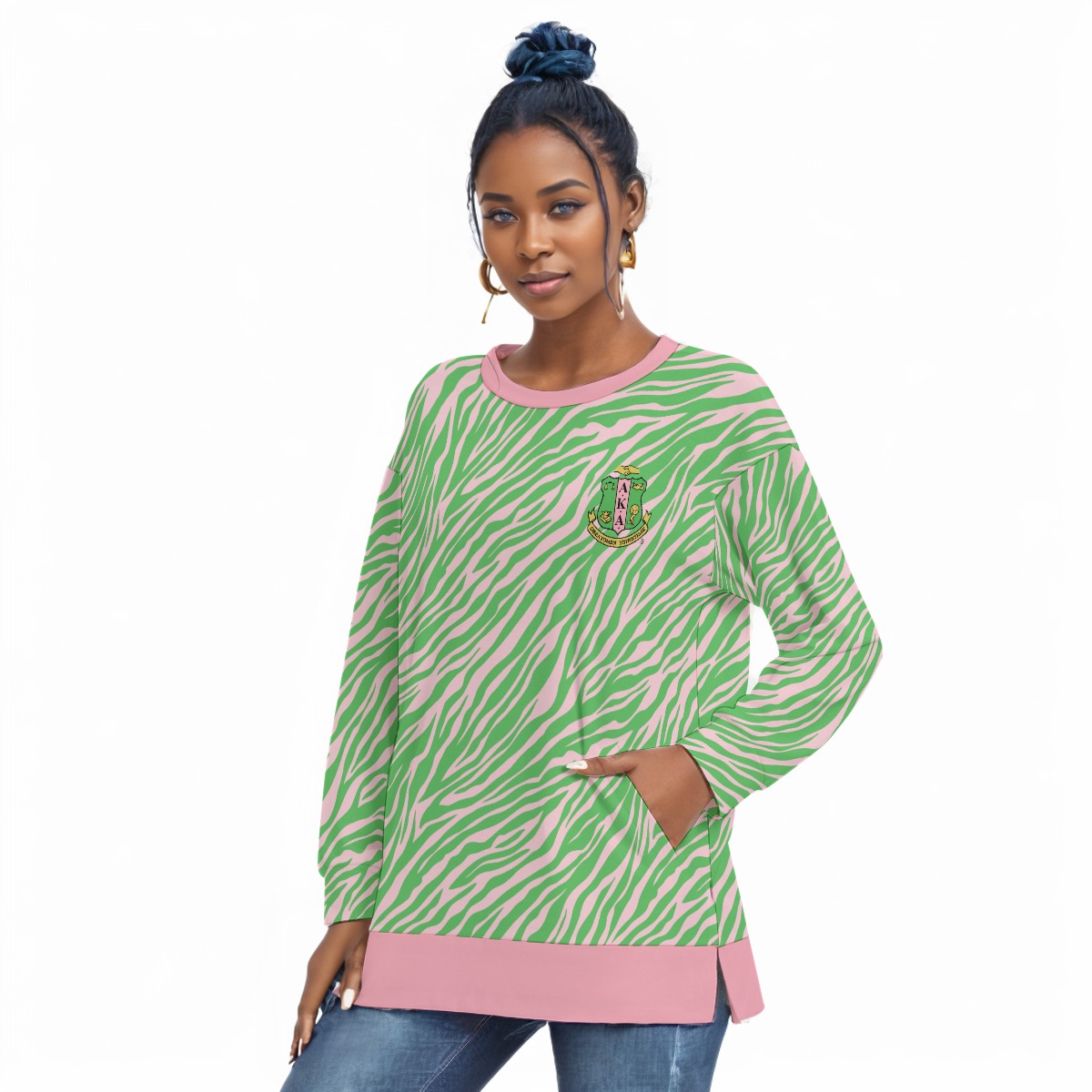 Alpha Kappa Alpha Side Split O-neck Sweatshirt - Image 3