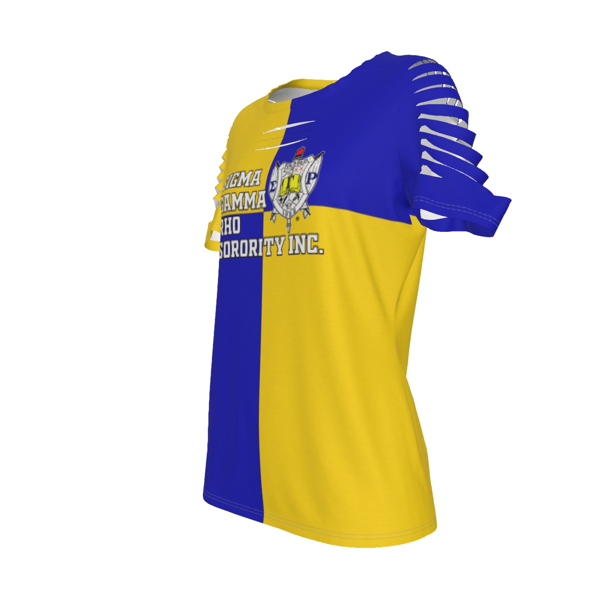 Sigma Gamma Rho Checkered Women's Ripped T-Shirt - Image 4