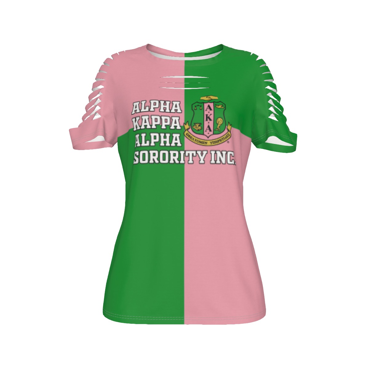 Alpha Kappa Alpha Checkered Women's Ripped T-Shirt