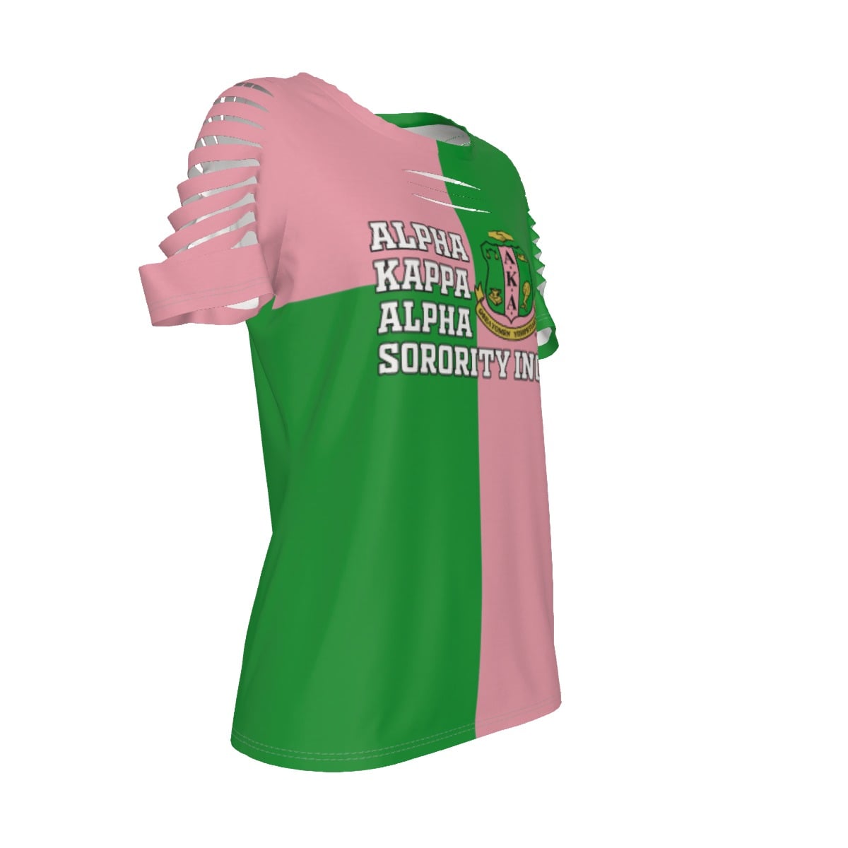 Alpha Kappa Alpha Checkered Women's Ripped T-Shirt - Image 3