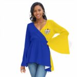 Sigma Gamma Rho V-neck Blouse With Flared Sleeves
