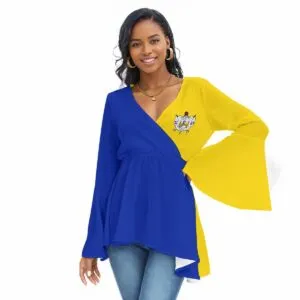 Sigma Gamma Rho V-neck Blouse With Flared Sleeves