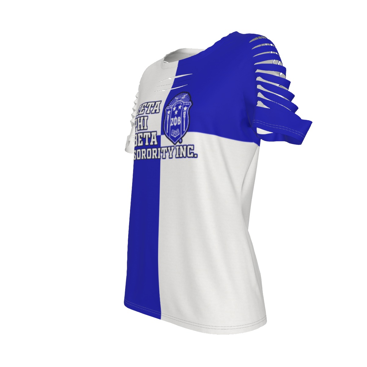 Zeta Phi Beta Checkered Women's Ripped T-Shirt - Image 4
