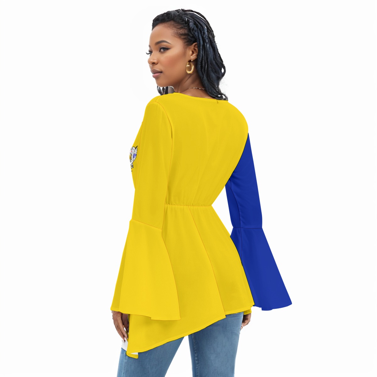 Sigma Gamma Rho V-neck Blouse With Flared Sleeves - Image 4