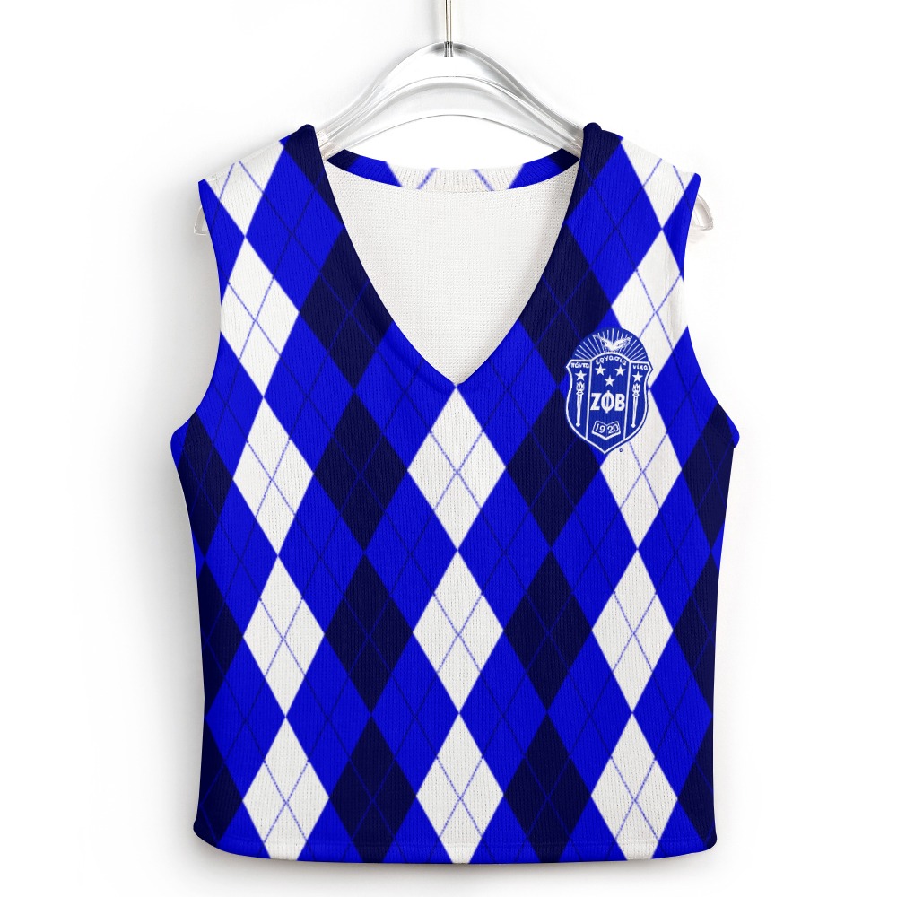 Zeta Phi Beta Long Sleeve Button Knit Christmas Vest - Image 4